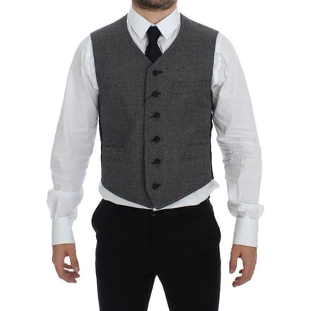Grijs Wol Vest Klassieke Pasvorm