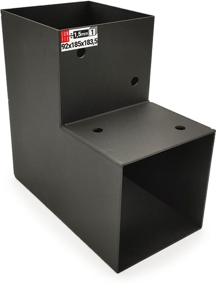 LUN FIX - Vierkante Balkconnector L 90x90mm steun voor palen 2 eindes