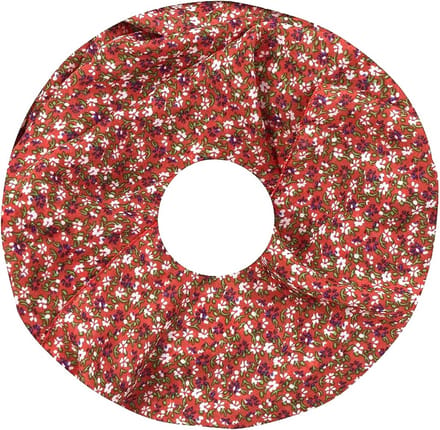 Dunne Colsjaal - Katoen/Zijde - Bloemenprint - Rood - 77 x 47 cm (24012#)