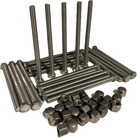 25 Tapbouten zeskant M8 x 120 DIN 933 Rvs A2 inclusief Rvs dopmoeren