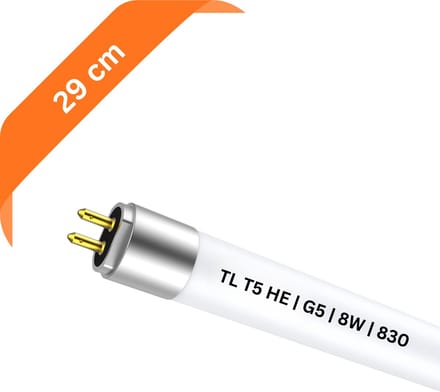T5 TL lamp 29 cm – 830 Warm Wit 3000K – 8W – G5 fitting – Ø 1.6 cm