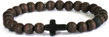 Heaven Eleven Men - Bruin Hout Granaat Kruis 8mm- 21cm