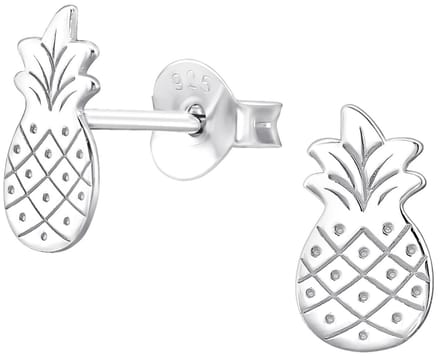 Joy|S - Zilveren ananas oorbellen - 5 x 9 mm - oorknoppen