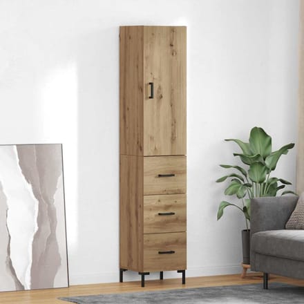 vidaXL - Highboard - Artisan - Eiken - 34,5 - x - 34 - x - 180 - cm - Bewerkt - hout