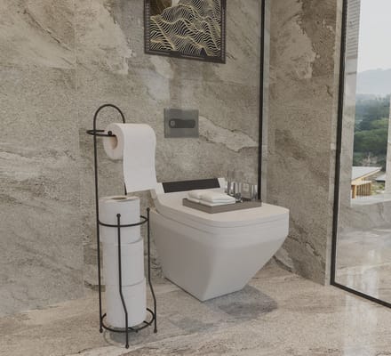 Asir - Toiletpapierhouder - Zwart - 15,5 x 15 x 66,5 cm