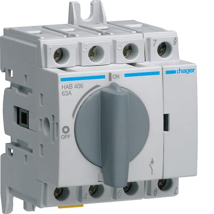 Hager - Hoofdschakelaar 4P 63A 3,5MOD - HAB406