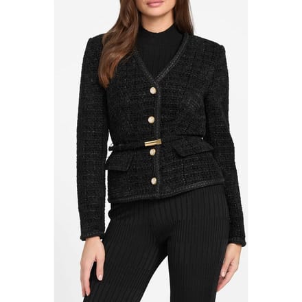 GUESS Sue Belted Blazer Jet Black A996 Größe: 38 | Blazer Outlet | Damen | Schwarz