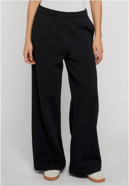 Urban Classics - Fluffy wideleg Dames joggingbroek - XXL - Zwart