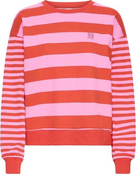 Ichi IHLULANI SW Dames Trui - FIERY RED/WILD ORCHID STRIPE