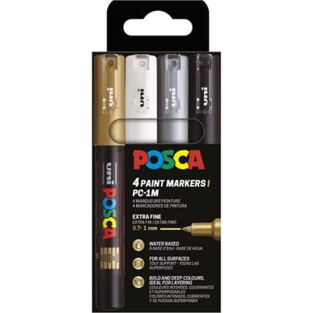 Paintmarker Uni POSCA PC1MC extra fijn assorti set à 4 stuks