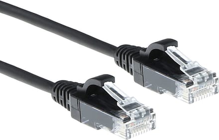 ACT Zwarte 2 meter LSZH U/UTP CAT6 datacenter slimline patchkabel snagless met RJ45 connectoren DC9902