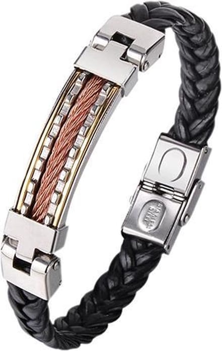 Montebello Armband Benzing - 316L Staal - Leer - 11mm - 20cm