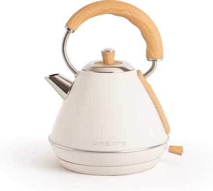 CREATE - Waterkoker 1 L - 200 Watt - RVS - BPA vrij - Elektrisch - Wit - KETTLE RETRO M