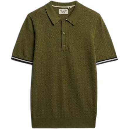 Superdry Knitted Texture Korte Mouw Poloshirt Groen M Man