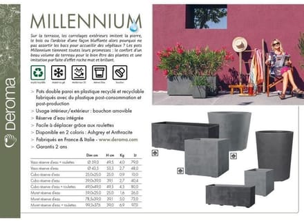 DEROMA Millennium – 97 L plantenbak – Anthracite – waterreserve – wielen