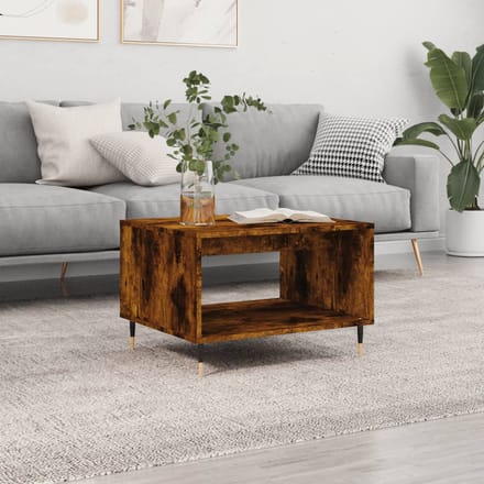 vidaXL - Salontafel - 60x50x40 - cm - bewerkt - hout - gerookt - eikenkleurig