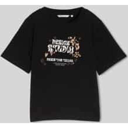 Tom Tailor Denim - Loose fit T-shirt met borduursel - Maat M - deep black