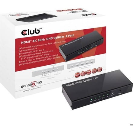 Club 3D HDMI™ 4K@60Hz Splitter 4 poorten