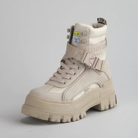 Buffalo dames veterboot vegan beige