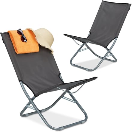 ligstoel tuin 2 stuks - inklapbaar - campingstoel - balkon - 79 x 48,5 x 65 cm - grijs