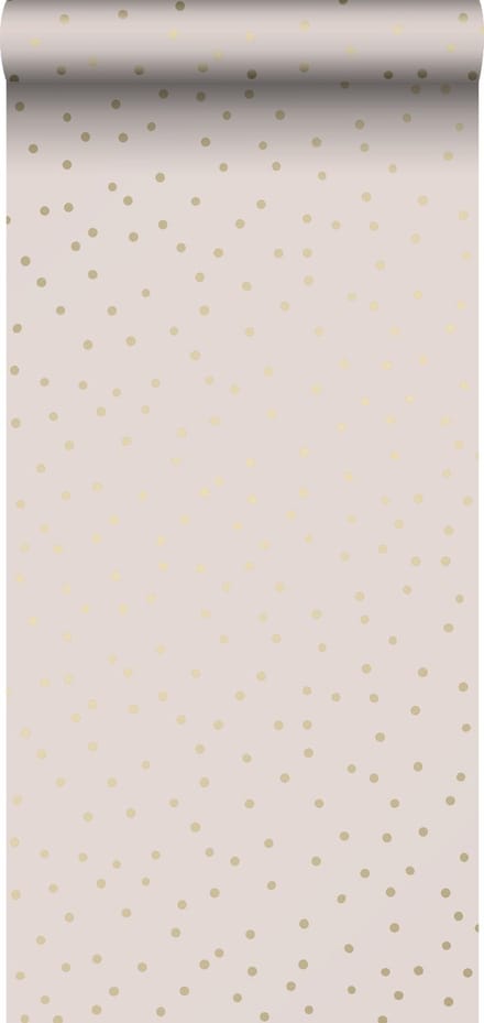 ESTAhome behang stippen oudroze en goud - 53 cm x 10.05 m - 139274