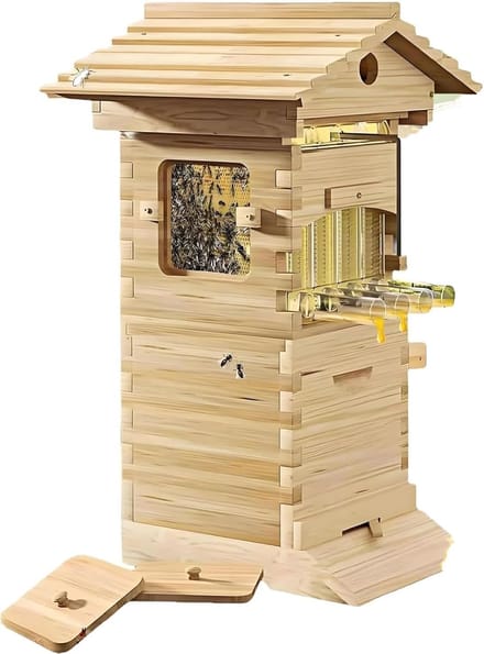 Bijenkast Startpakket - Imker Set - Honing Oogsten - Met Kijkvenster - 57x46x32.5 cm
