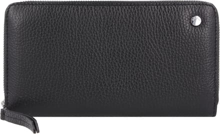 abro Leren Portemonnee Leather Adria Zip Wallet Black / Nickel Zwart