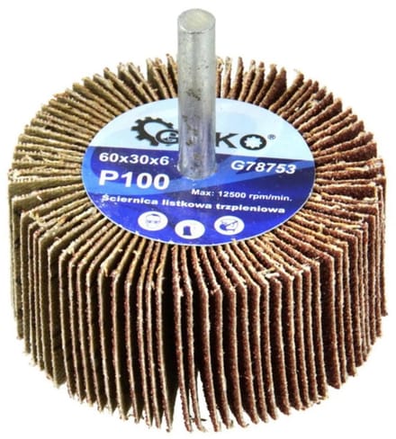GEKO Abrasieve lamellenschijf - P100 korrel - 60x30 mm - 6 mm as - Aluminiumoxide