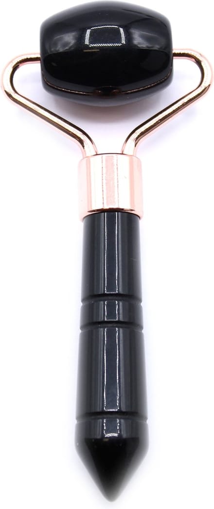 Ancient Wisdom - Edelsteen - Mini roller zwarte obsidiaan - Feng Shui - drakenkop - kalebas - energie - balans - welzijn - chakra