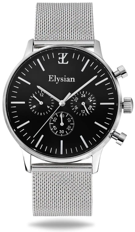 Elysian Heren horloge Zilver 43mm - Mesh - Saffierglas - 5ATM Waterdicht