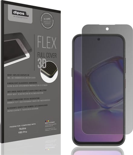 dipos FLEX – Matte Privacy Screenprotector geschikt voor Nubia V80 Pro | Volledige Schermbescherming | Case-Friendly