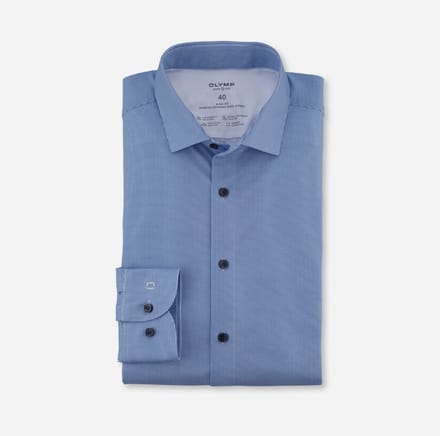 Olymp overhemd blauw body fit semi-wide collar