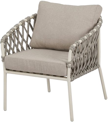 Amalfi low dining tuinstoel natural sand aluminium latte