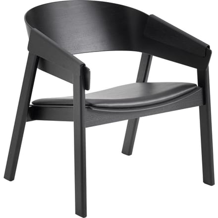 Muuto - Cover Lounge Stoel met stoffering - Leer zwart