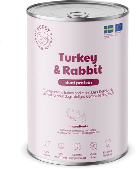 BUDDY natvoeding Turkey & Rabbit 400 gr. - per 6 stuks