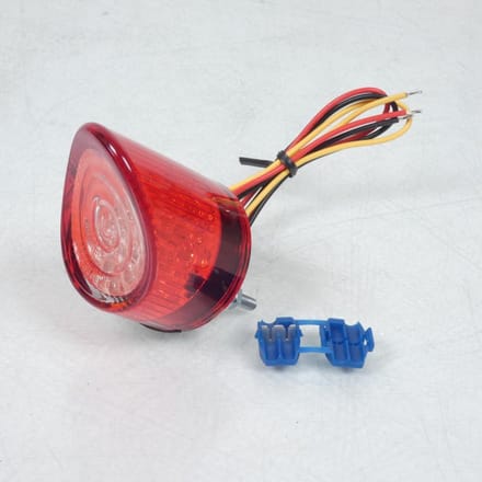 Feu arrière LED rouge Ø44mm avec eclairage plaque 3 led blanc Chaft pour moto