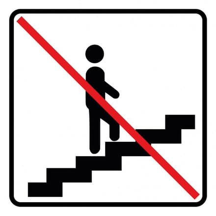 Trap omhoog verboden sticker, wit zwart 100 x 100 mm