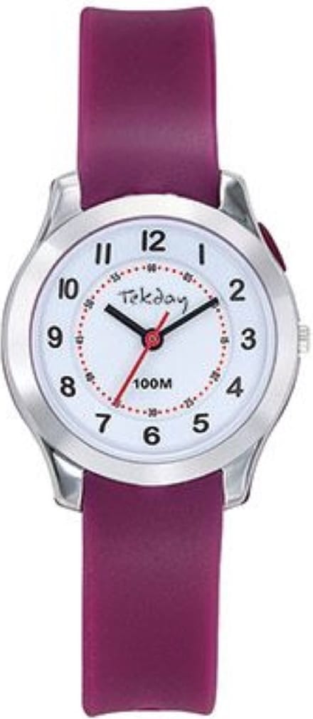 Tekday-Kinderhorloge-Paars-Achtergrondverlichting-30MM-10ATM-Silicone band.