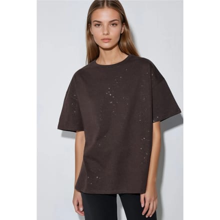Pailletten Crew Neck Korte Mouwen T-shirt