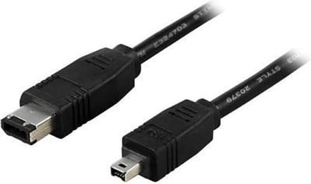 DELTACO FW-10, 4-p 6-p Zwart firewire-kabel, 3m