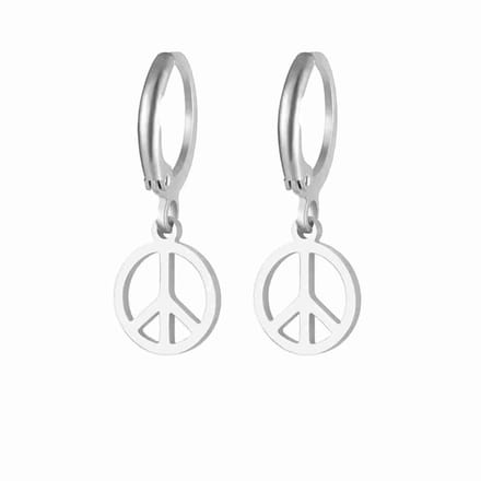 WeLoveSilver - Chirurgisch stalen oorringen - peace teken - 23 mm