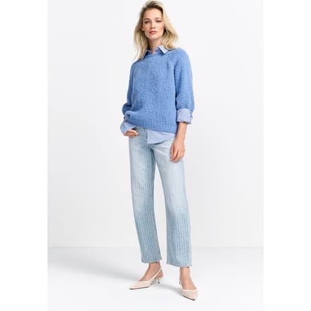 Rich & Royal Chunky Handknit Look Pullover Ocean Blue Maat: XL | Sweaters Outlet | Dames | Blauw
