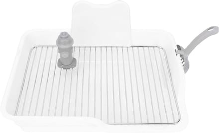 Hondentoilet - Plasbak - Zindelijkheidstraining - Roestvrijstalen Gaas - 52x37x14 cm - Wit
