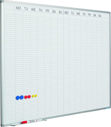 Planbord Softline profiel 8mm Dubbele week, GB incl. dagenstrook - Weekplanner - 90x120cm