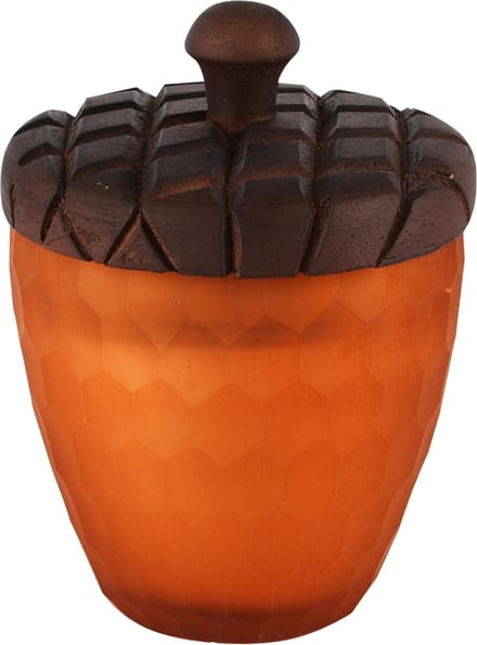 Dekoratief | Eikel geurkaars 'Orange' parf. Clementine,glas/wax,10x10x16cm | A248017
