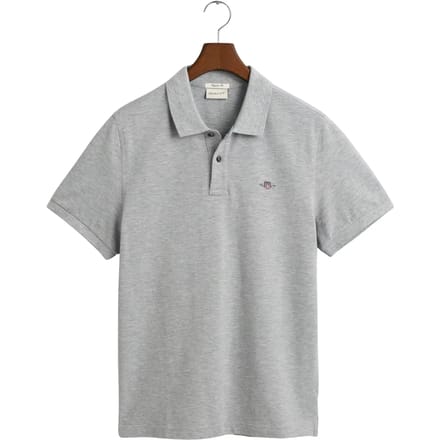 Gant Polo Fine Shield Short Sleeve Piqué Uni Grijs Melange / male