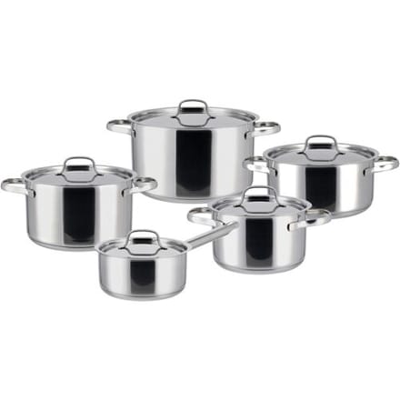 SILVERCREST Set van 5 RVS pannen (RVS deksel)
