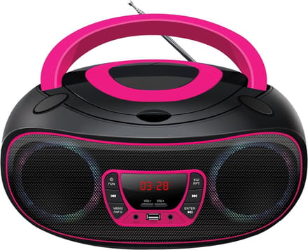 TIM® CD Speler - CD Speler Bluetooth - FM radio - Roze - 13cm x 27cm x 23cm