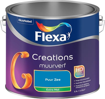 Flexa - Creations Muurverf Extra Mat - Puur Zee - Mengverf - 2,5 L