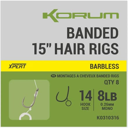 Dobber met een haak Korum Banded Hair (x8)